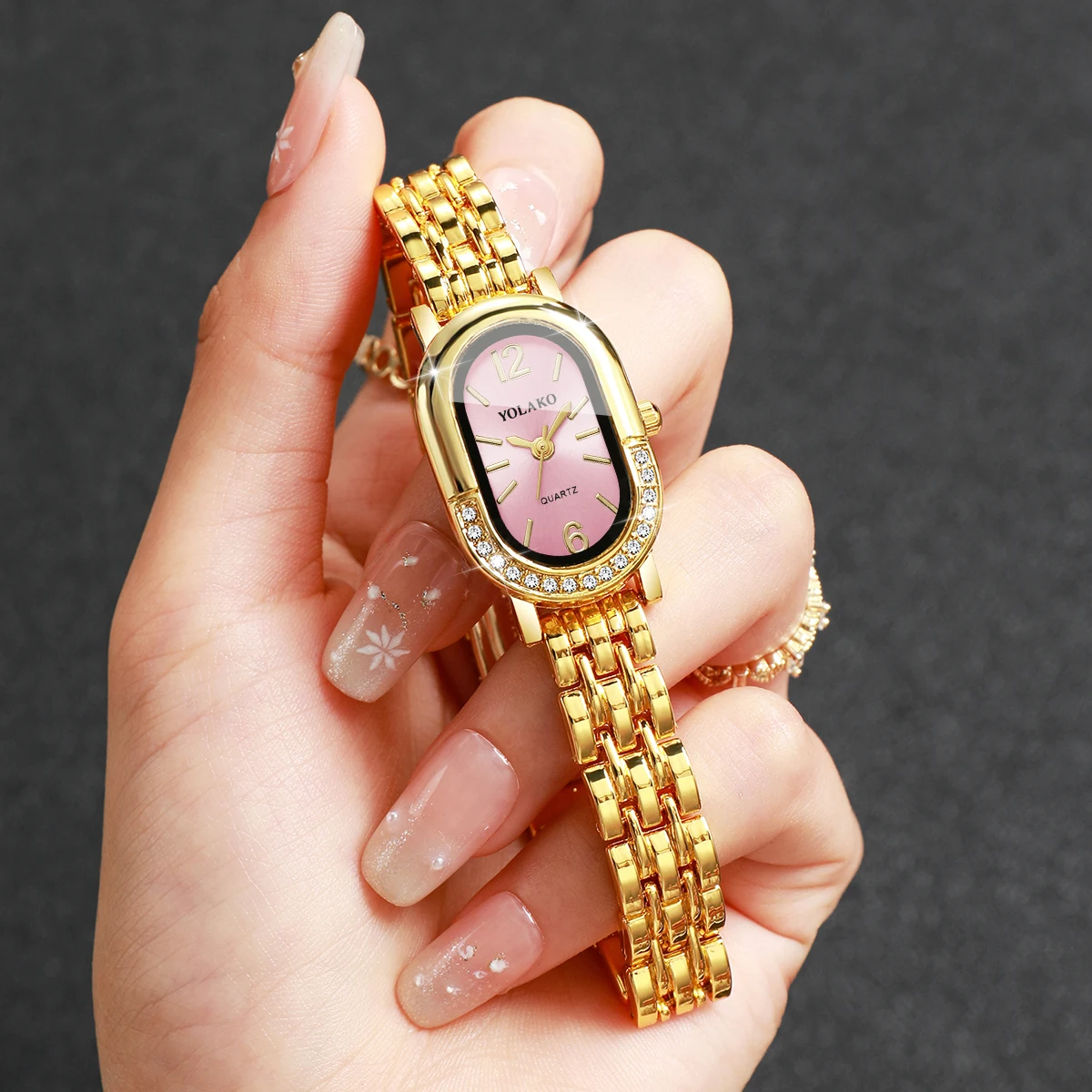 Jewelry Watches Gold - Luxuriöse Strass-Damen-Quarzuhr, modische goldene Armbanduhr, Damenuhr,