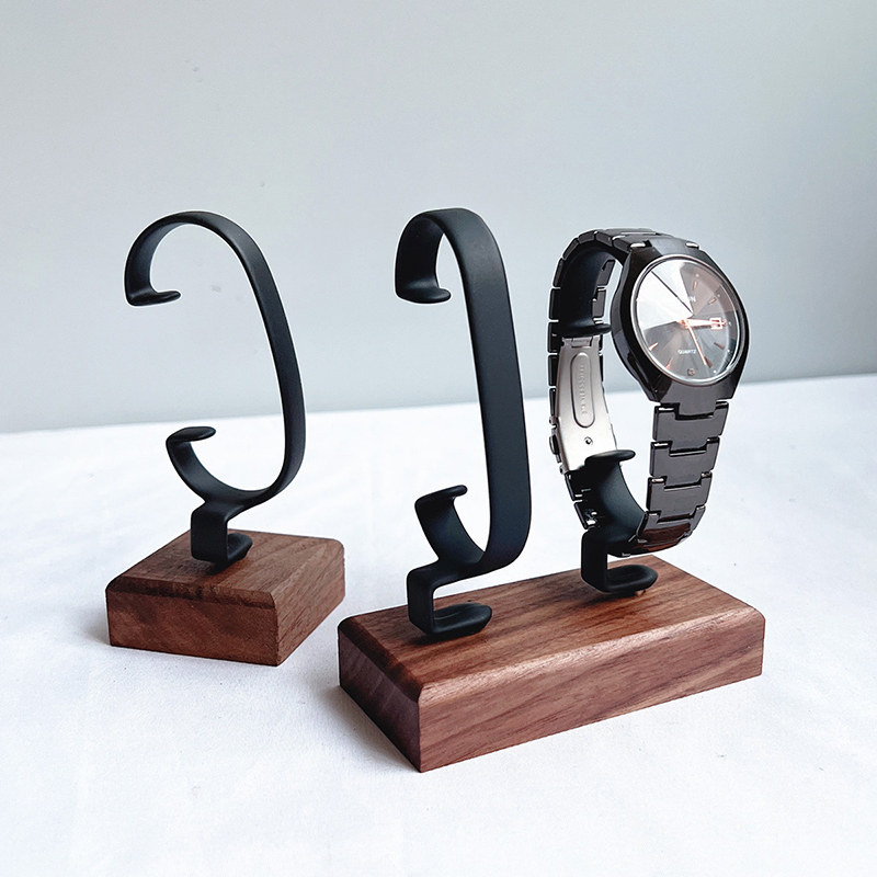 Jewelry And Watches Inc - C-förmiger Schmuckständer aus Holz, Massivholz-Tisch-Organizer für