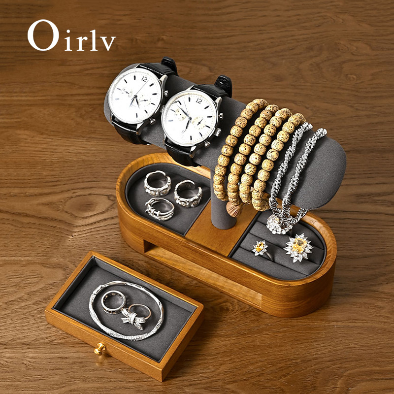 Jewelry And Watches Box - Oirlv Massivholz Uhren-Organizer, Regal, T-Bar, Uhrenhalter,