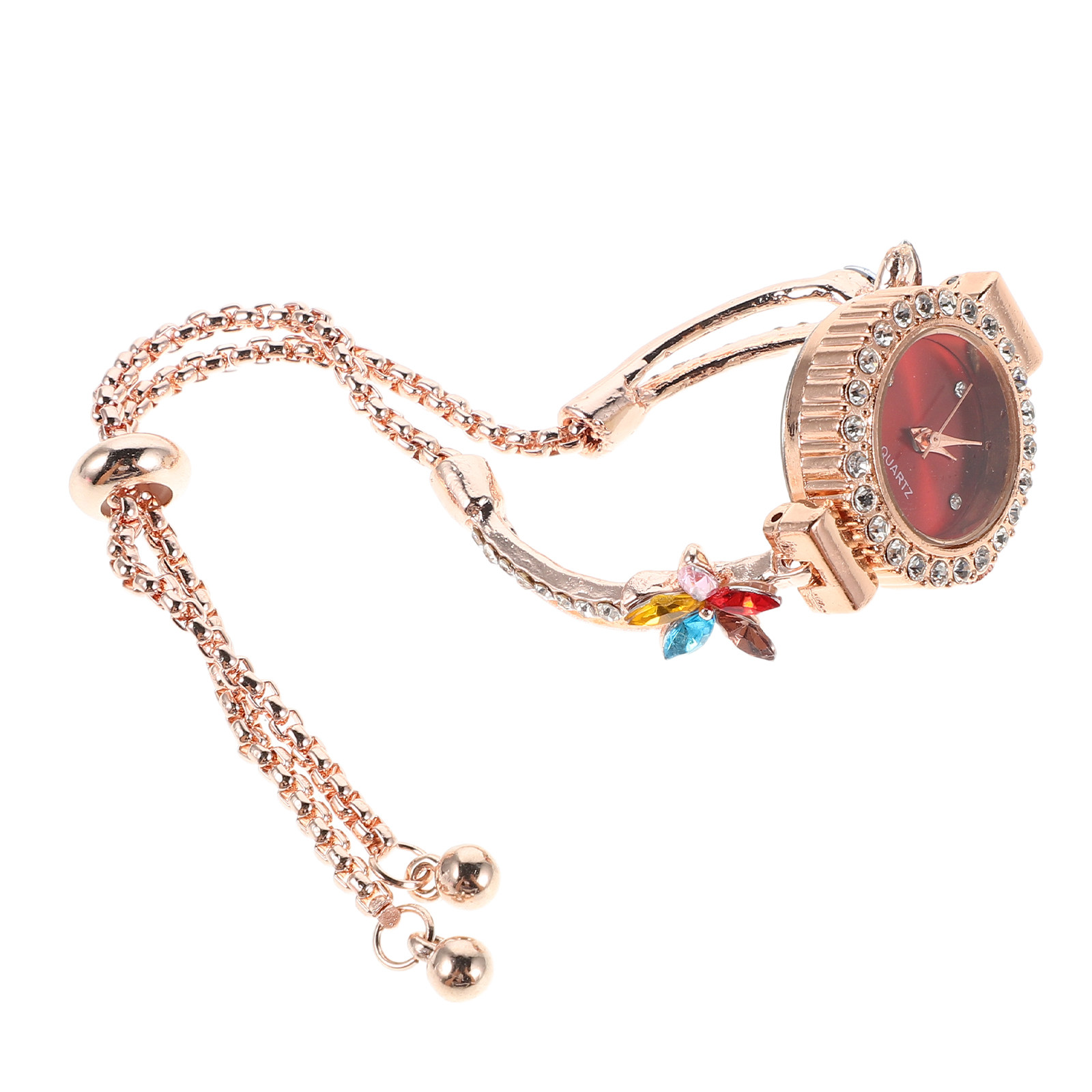 Jewels In Quartz Watches - Damen-Armbanduhr mit Blumenmuster und Strasssteinen, Quarzwerk,