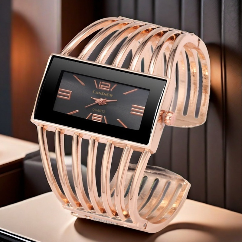 Jewelry Watches Gold - Weibliche Armbanduhr Luxus Rechteck Zifferblatt Armreif