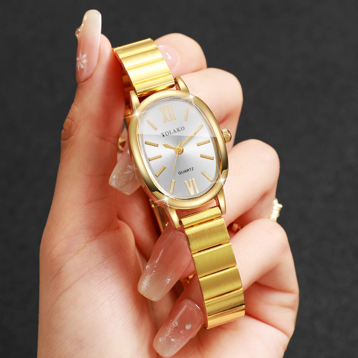 Jewelry Watches Gold - Modische Damenuhr mit unregelmäßigem Zifferblatt, Quarzuhrwerk,