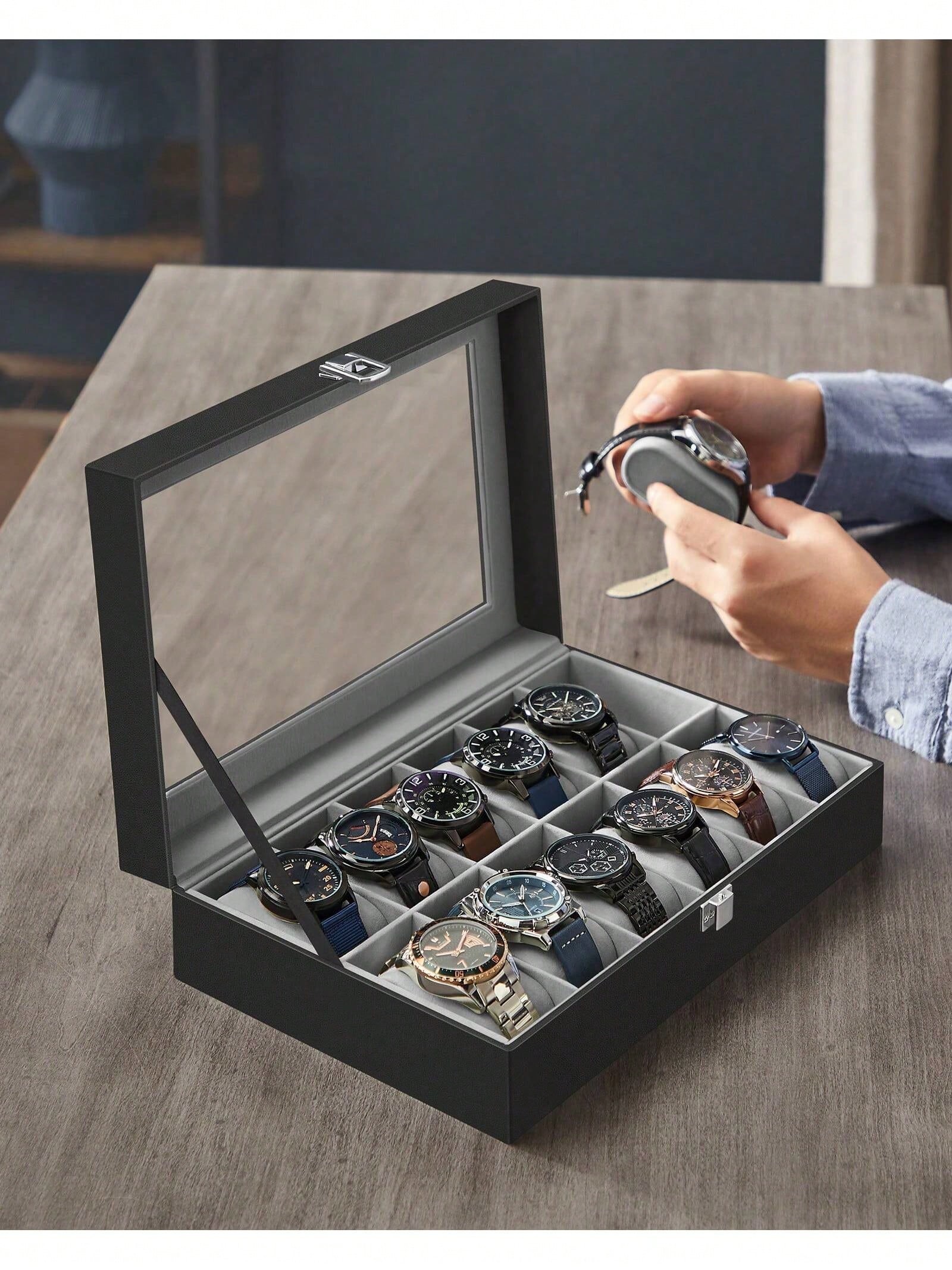 Abschließbare Uhrenbox mit 12  – Jewelry And Watches Box Bewertung und Preis