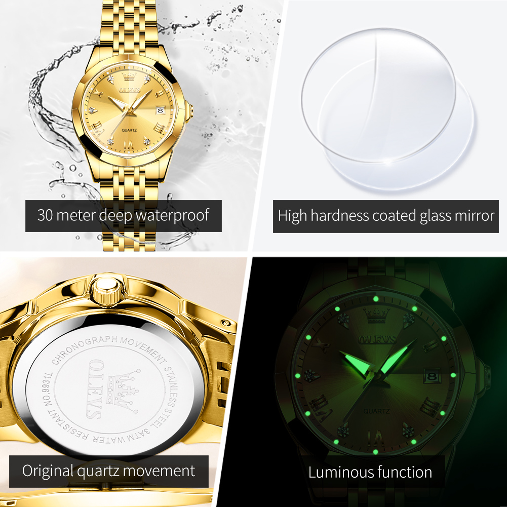 OLEVS Mode Goldene Uhr für Fra – Jewelry Watches Gold Bewertung und Preis